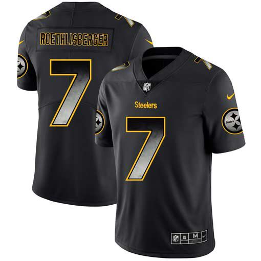 Men Pittsburgh Steelers #7 Roethlisbercer Nike Teams Black Smoke Fashion Limited NFL Jerseys->pittsburgh steelers->NFL Jersey